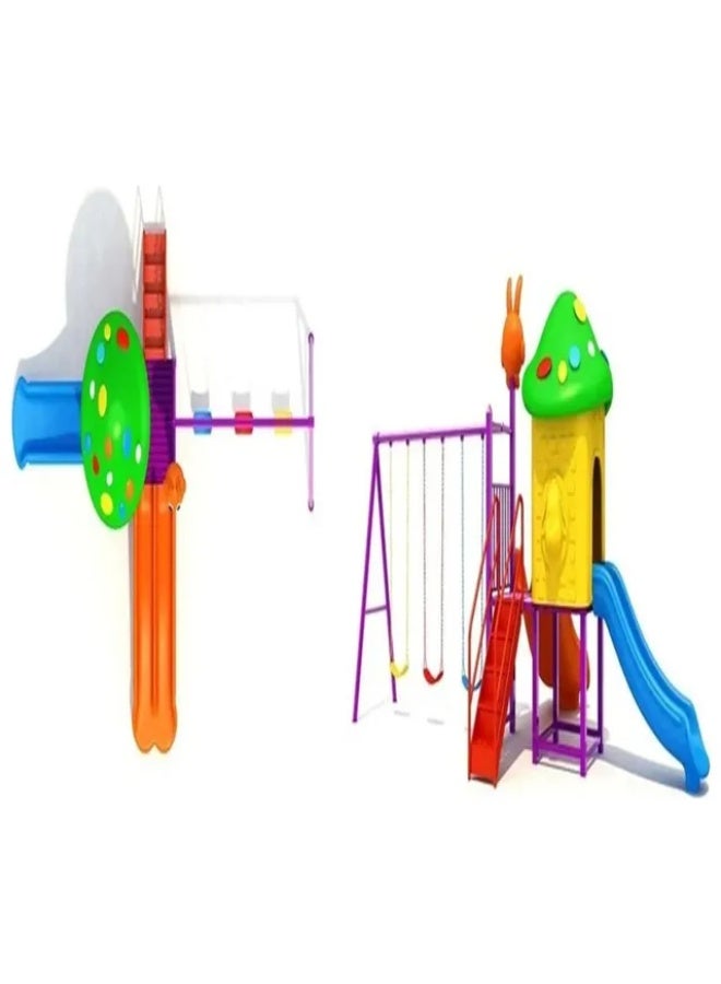 MYTS Cute Mega Play Zone with 3 Swings & 2 Slides | Outdoor Kids Playset | Large Backyard Activity Centre – 620 × 380 × 280 cm - Image 2